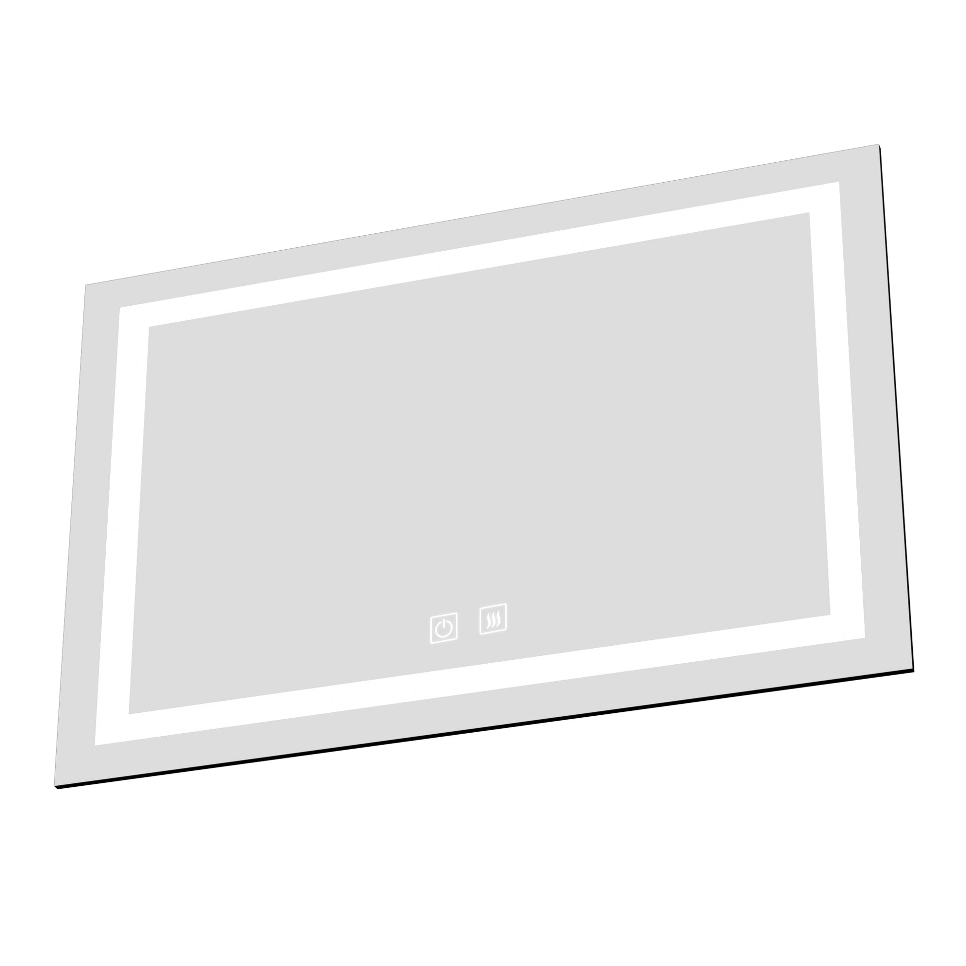 36X28 Inch Frameless Rectangular Anti Fog Touch Sensor Led Bathroom Mirror With Dimmable And Memory Functions Modern Wall Mounted Vanity Mirror Silver Glass