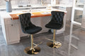 Golden Swivel Velvet Barstools Adjusatble Seat Height From 25 33 Inch, Modern Upholstered Bar Stools With Backs Comfortable Tufted For Home Pub And Kitchen Island Black,Set Of 2 Black Foam Velvet