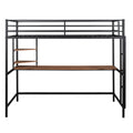 Twin Metal Loft Bed With Desk And Shelve,Black Black Metal