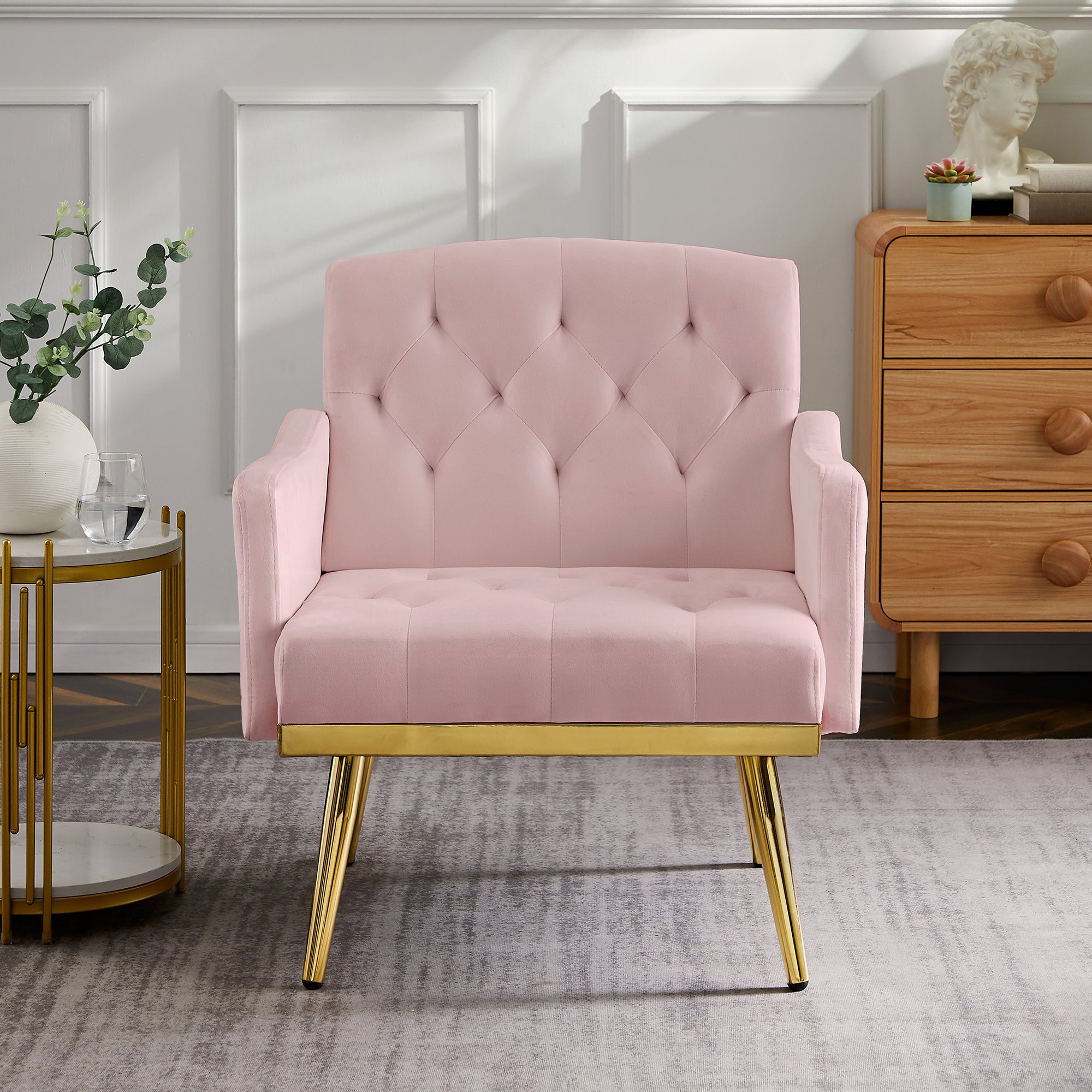 Pink Velvet Armchair With Metal Legs Pink Velvet