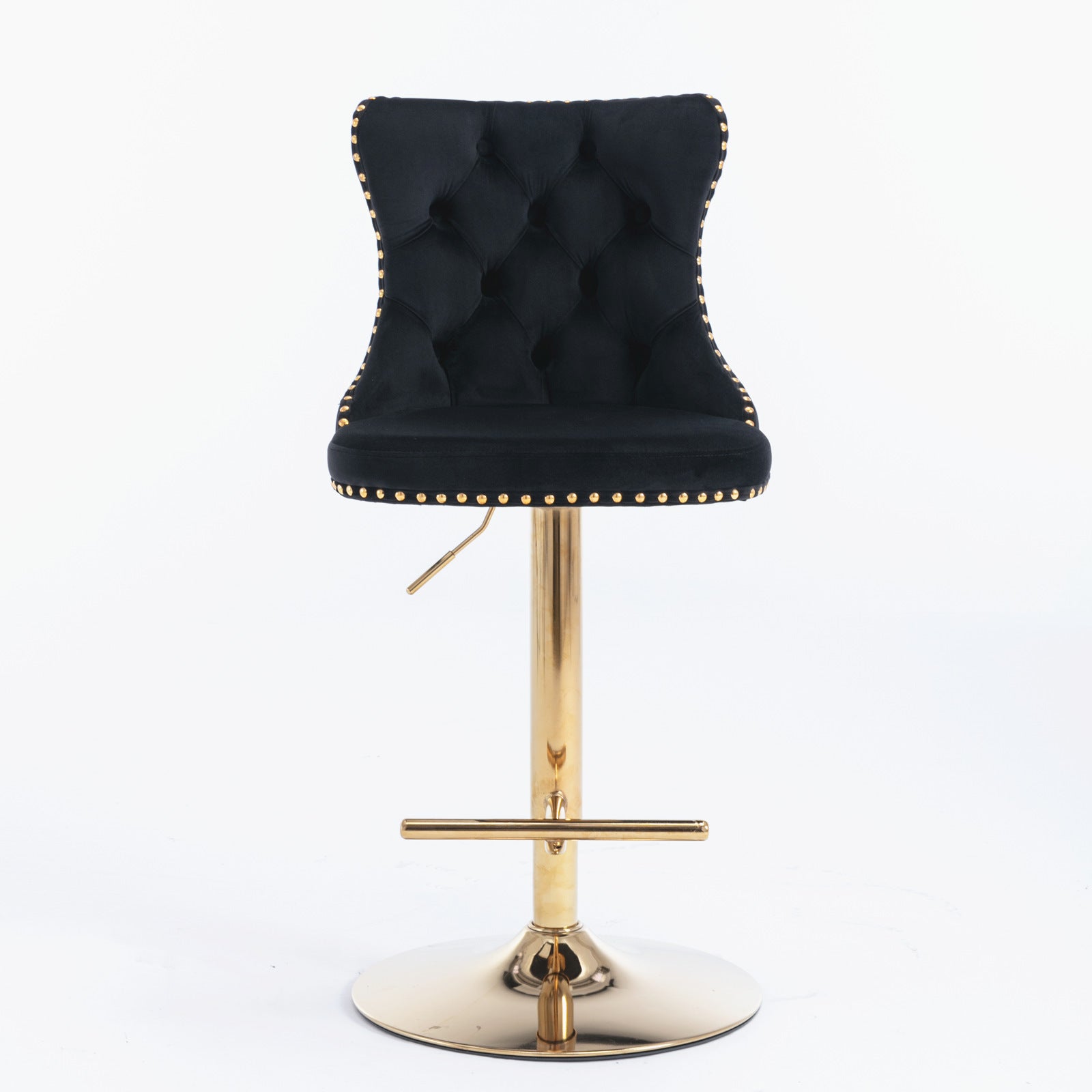 Golden Swivel Velvet Barstools Adjusatble Seat Height From 25 33 Inch, Modern Upholstered Bar Stools With Backs Comfortable Tufted For Home Pub And Kitchen Island Black,Set Of 2 Black Foam Velvet