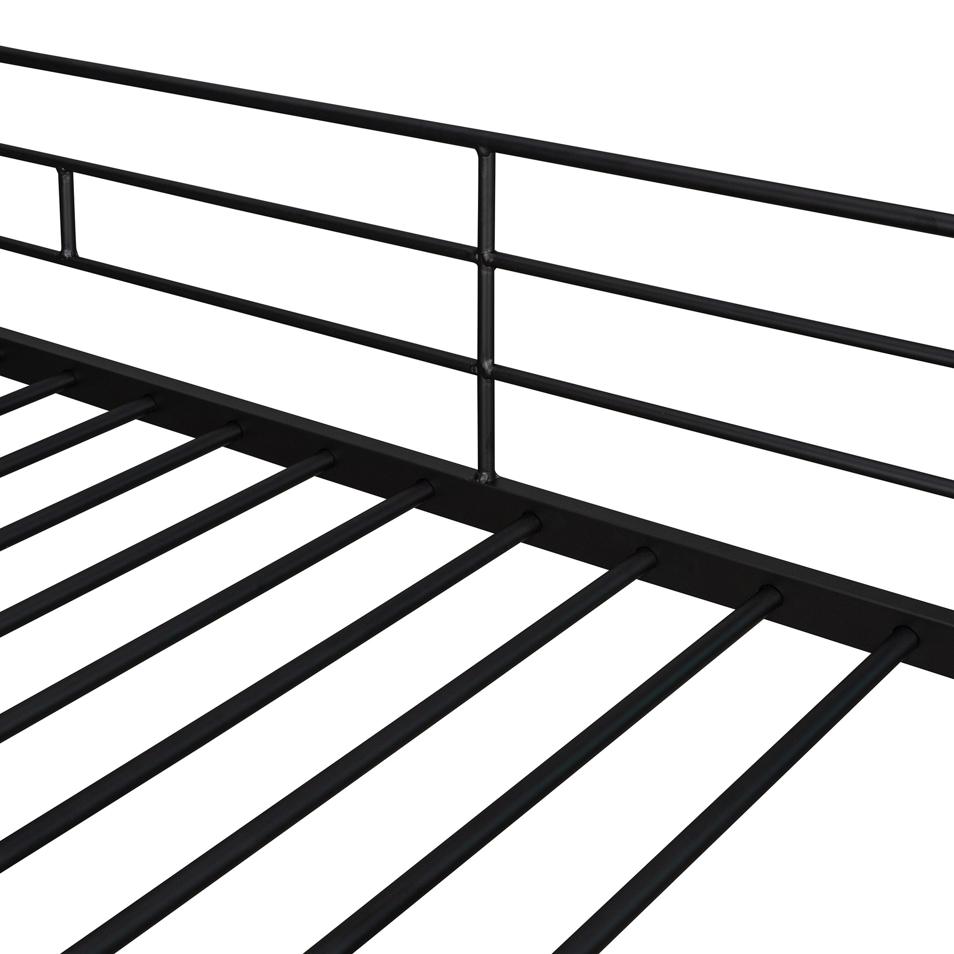 Twin Size Metal Loft Bed With Desk And Shelves,Black Twin Black Metal