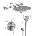 10 Inches Wall Mounted Shower With High Pressure Rain Shower Head And 5 Function Handheld Shower Head Brushed Nickel Stainless Steel