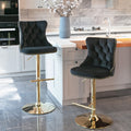 Golden Swivel Velvet Barstools Adjusatble Seat Height From 25 33 Inch, Modern Upholstered Bar Stools With Backs Comfortable Tufted For Home Pub And Kitchen Island Black,Set Of 2 Black Foam Velvet