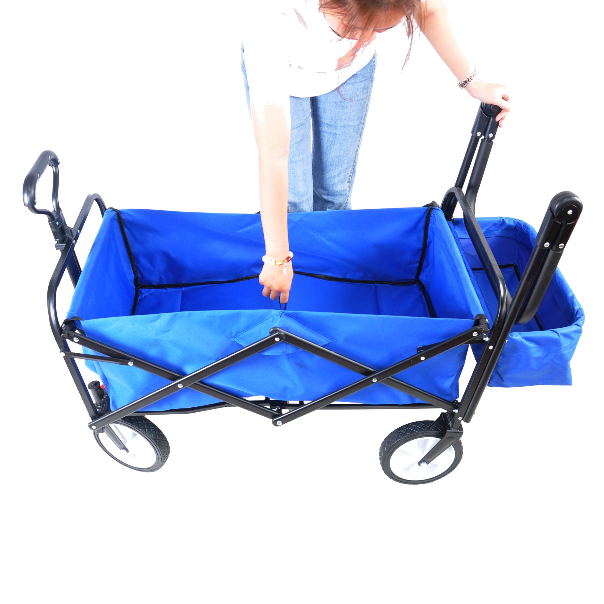 folding wagon Collapsible Outdoor Utility Wagon, Heavy blue-steel