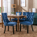 Nikki Collection Modern, High End Tufted Solid Wood Contemporary Velvet Upholstered Dining Chair With Wood Legs Trim 2 Pcs Set,Blue, Sw2001Bl Blue Dining Room American Design Dining Chairs Rubberwood Foam Velvet