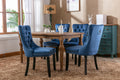 Nikki Collection Modern, High End Tufted Solid Wood Contemporary Velvet Upholstered Dining Chair With Wood Legs Trim 2 Pcs Set,Blue, Sw2001Bl Blue Dining Room American Design Dining Chairs Rubberwood Foam Velvet