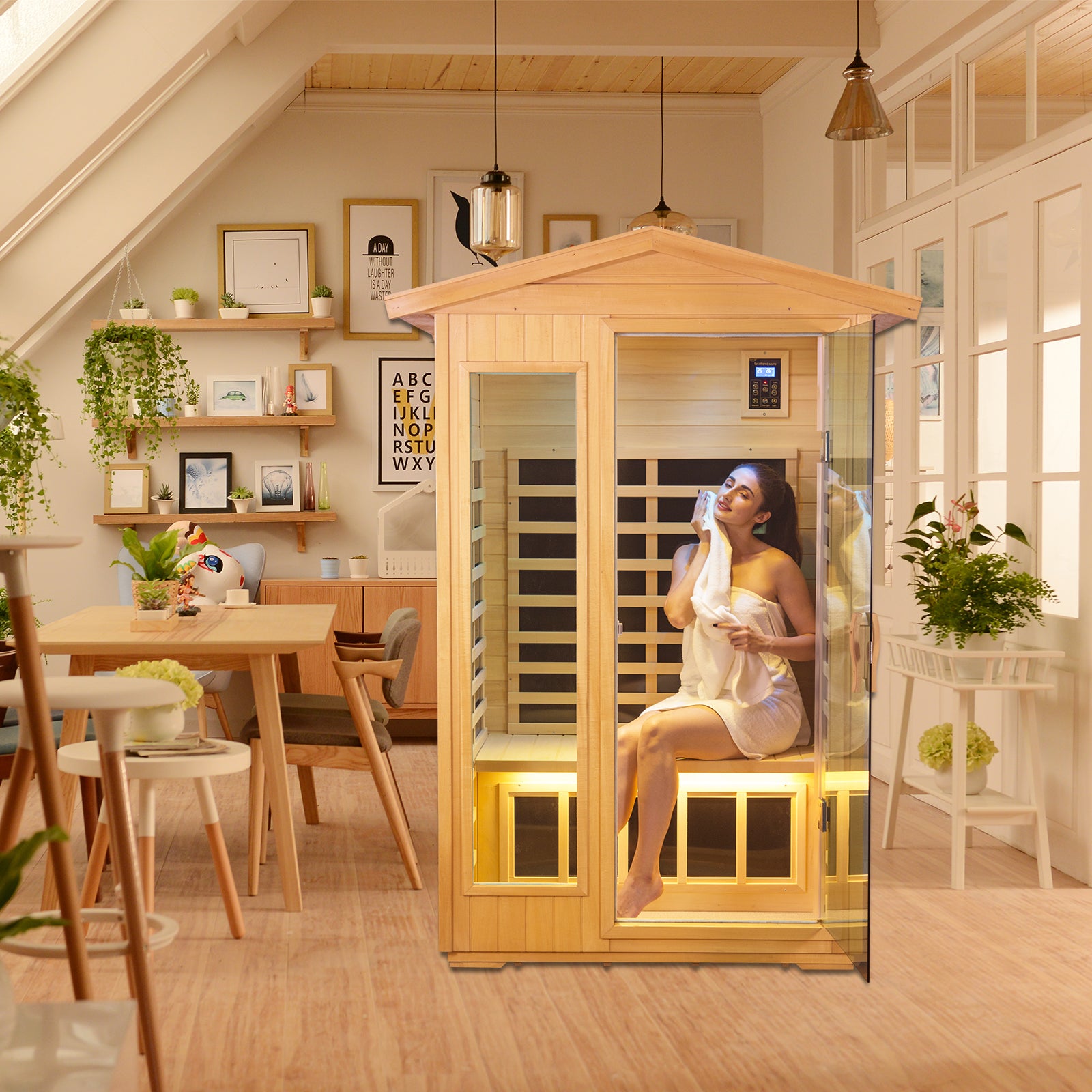 Two Person Basswood Far Infrared Outdoor Sauna