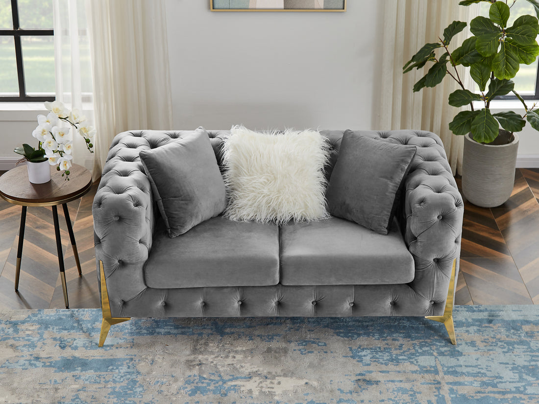 Two Seater Grey Velvet Sofa Grey Velvet