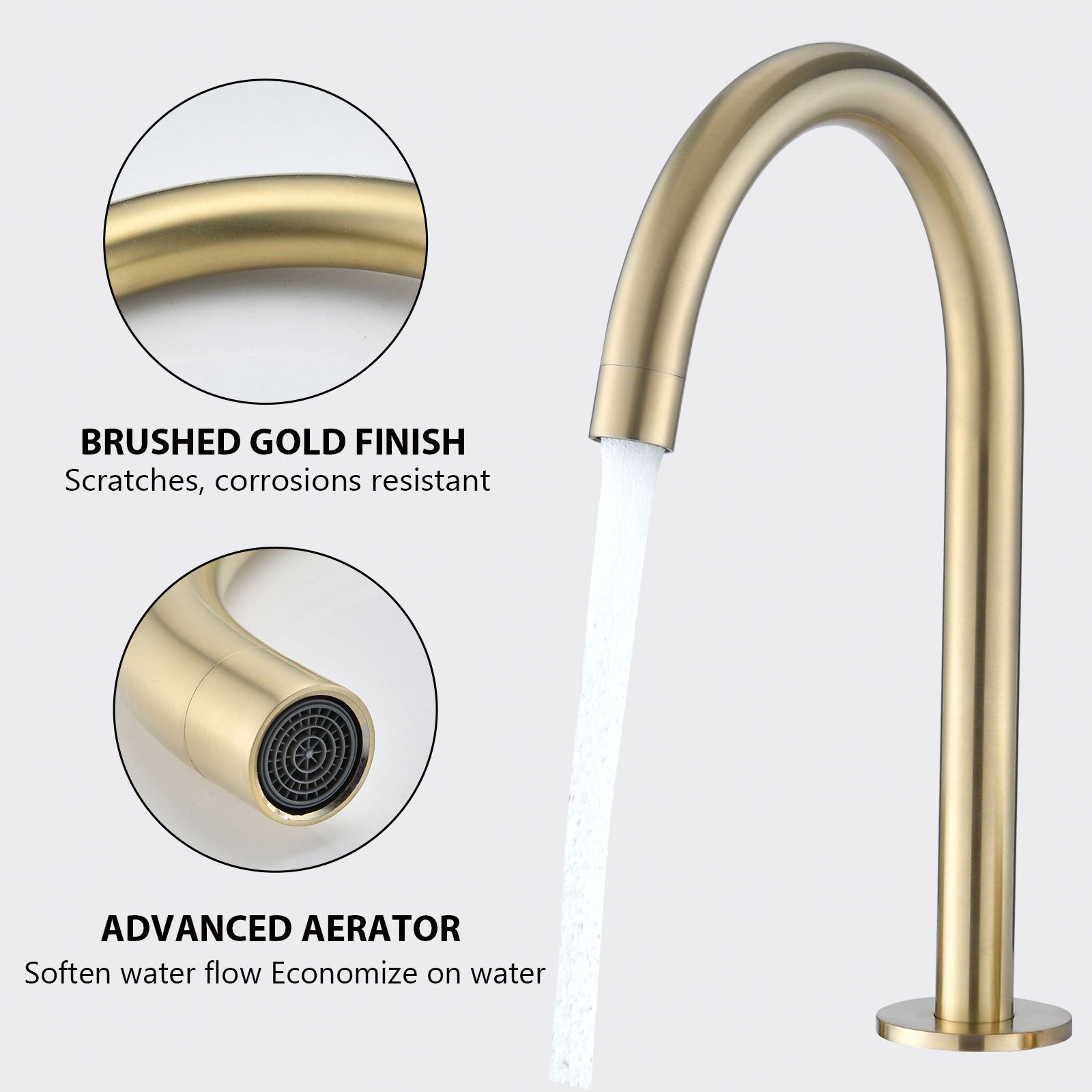 Two Handles Widespread 8 Inch Bathroom Faucet, Brushed Golden Brushed Gold Brass