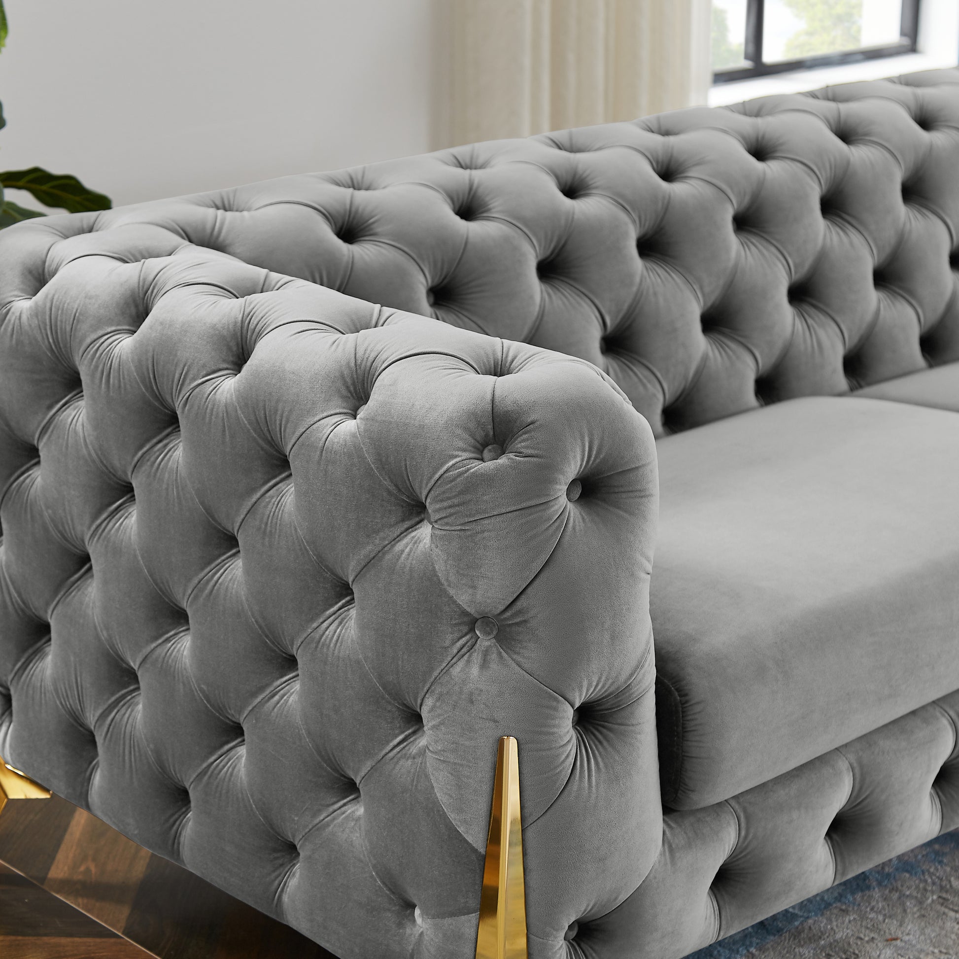 Two Seater Grey Velvet Sofa Grey Velvet