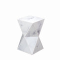 Geometry End Table, Glass Nightstand, Marble Table, White Table For Bedroom Living Room White Glass