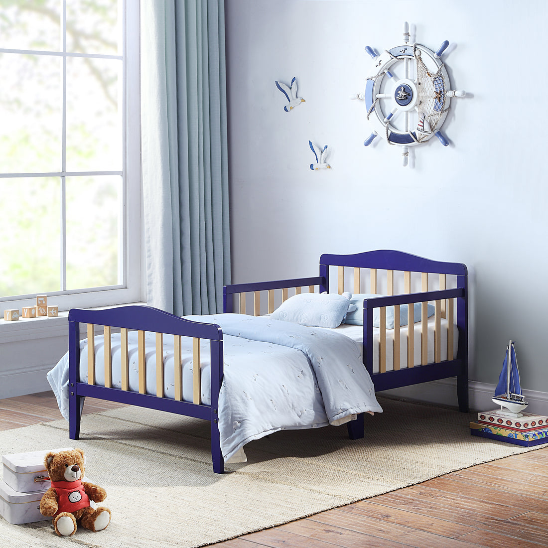 Twain Toddler Bed Blue Natural Blue Solid Wood