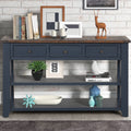 48'' Solid Pine Wood Top Console Table, Modern blue-pine