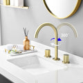 Two Handles Widespread 8 Inch Bathroom Faucet, Brushed Golden Brushed Gold Brass