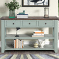 48'' Solid Pine Wood Top Console Table, Modern green-pine