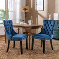 Nikki Collection Modern, High End Tufted Solid Wood Contemporary Velvet Upholstered Dining Chair With Wood Legs Trim 2 Pcs Set,Blue, Sw2001Bl Blue Dining Room American Design Dining Chairs Rubberwood Foam Velvet