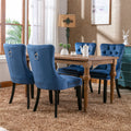 Nikki Collection Modern, High End Tufted Solid Wood Contemporary Velvet Upholstered Dining Chair With Wood Legs Trim 2 Pcs Set,Blue, Sw2001Bl Blue Dining Room American Design Dining Chairs Rubberwood Foam Velvet