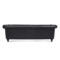 83.46'' Black Pu Rolled Arm Chesterfield Three Seater Sofa. Black Pu