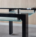 Double Layer Tempered Glass Rectangular Dining Table Black Glass