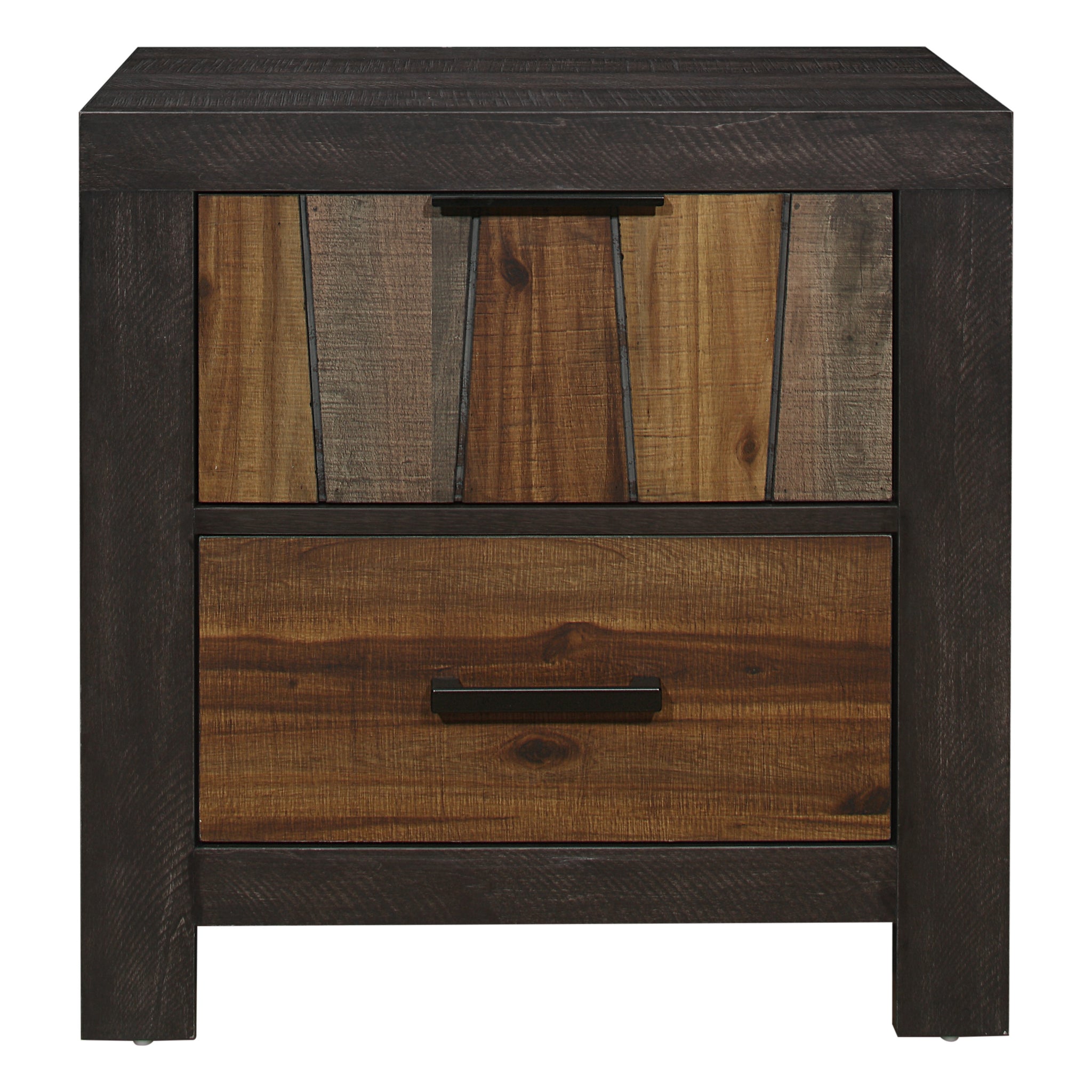 Unique Style Nightstand 1Pc Multi Tone Wire Brushed Finishes 2X Dovetail Drawers Distinct Style Bedroom Furniture Multicolor 2 Drawers Bedroom Industrial,Modern Wood