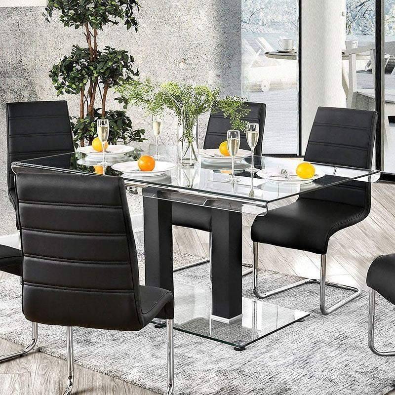 Contemporary Black Padded Leatherette 2pc Side Chairs black-dining room-classic-contemporary-side