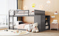 Full Over Full Bunk Bed With 4 Drawers And 3 Shelves Gray Gray Solid Wood