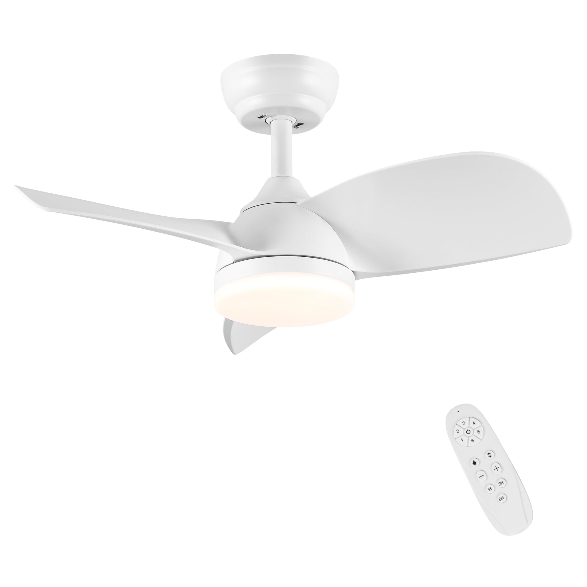 28 In Intergrated Led Ceiling Fan Lighting With White Abs Blade White Abs