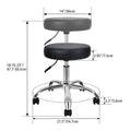 Yssoa Round Stool Chair With Wheels Height Adjustable, Black Black Metal