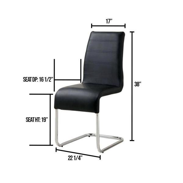 Contemporary Black Padded Leatherette 2pc Side Chairs black-dining room-classic-contemporary-side