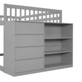 Full Over Full Bunk Bed With 4 Drawers And 3 Shelves Gray Gray Solid Wood