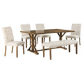 6 Piece Farmhouse Dining Table Set 72