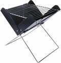 Yssoa 12 Portable Grill Charcoal Barbecue Grill Folding Grill Notebook Shape Charcoal Grill, Detachable Collapsible, Mini Tabletop Camping Grill Bbq, Black Black Steel