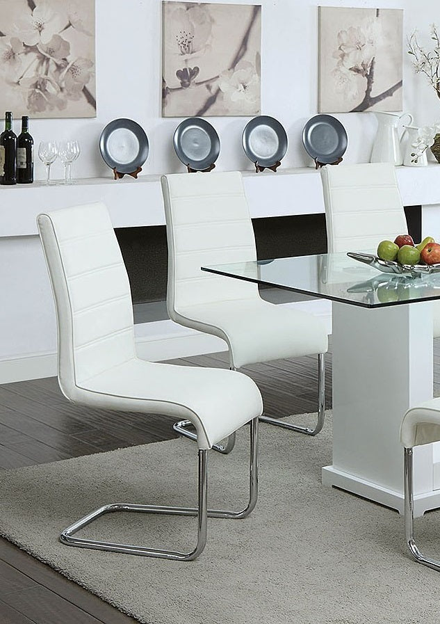 Contemporary White Padded Leatherette 2pc Side Chairs white-dining room-contemporary-modern-side