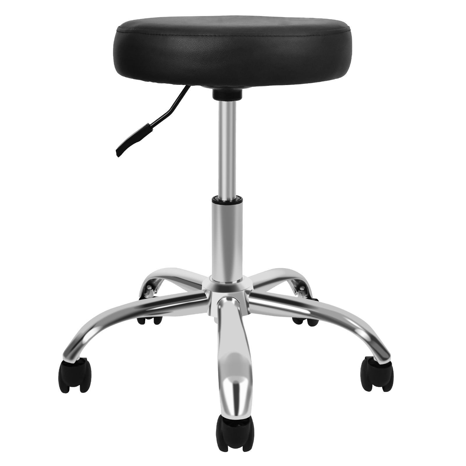 Yssoa Round Stool Chair With Wheels Height Adjustable, Black Black Metal