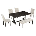 6 Piece Farmhouse Dining Table Set 72