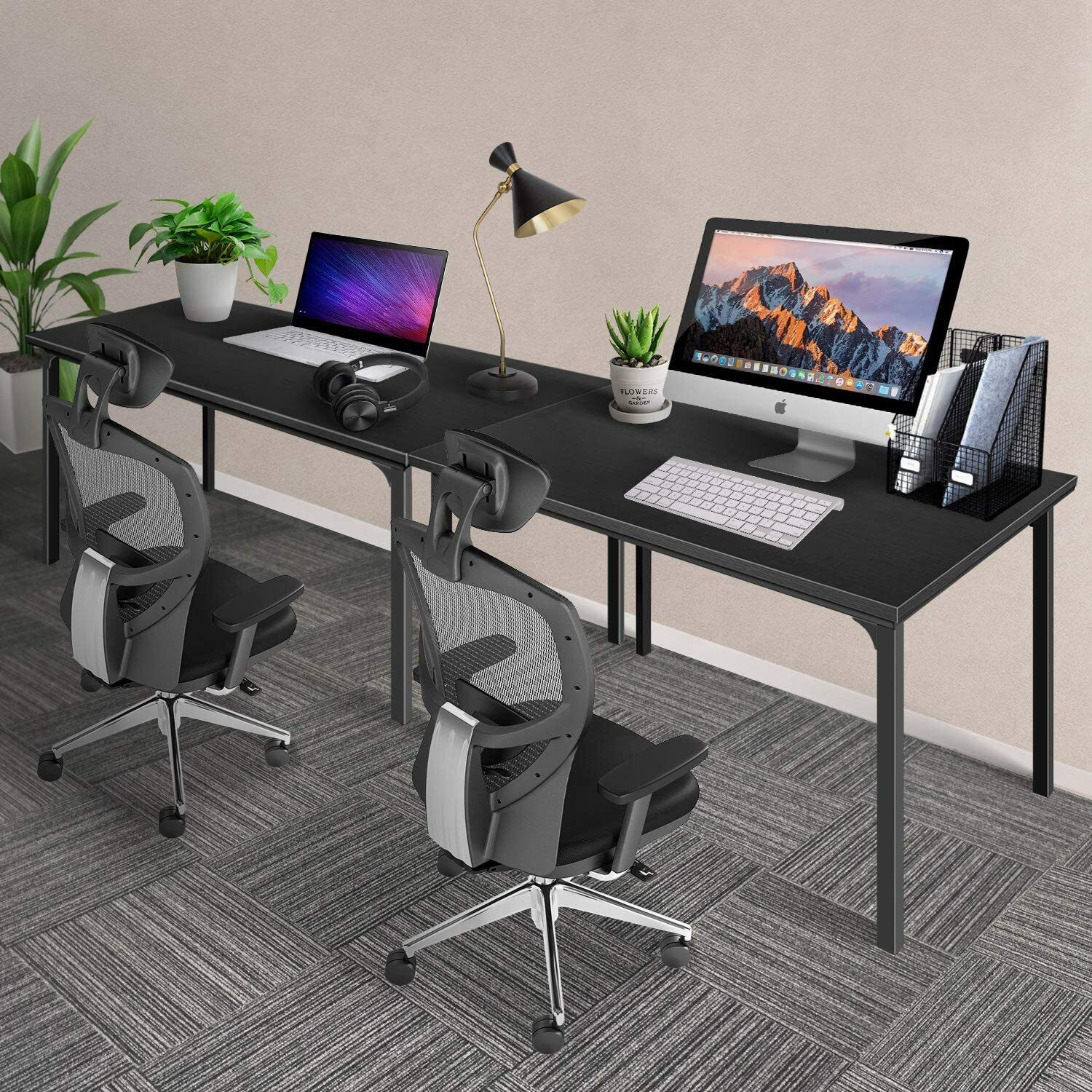 Simple Deluxe Modern Design, Simple Style Table Home Office Computer Desk For Working, Studying, Writing Or Gaming, Black Black Solid Wood