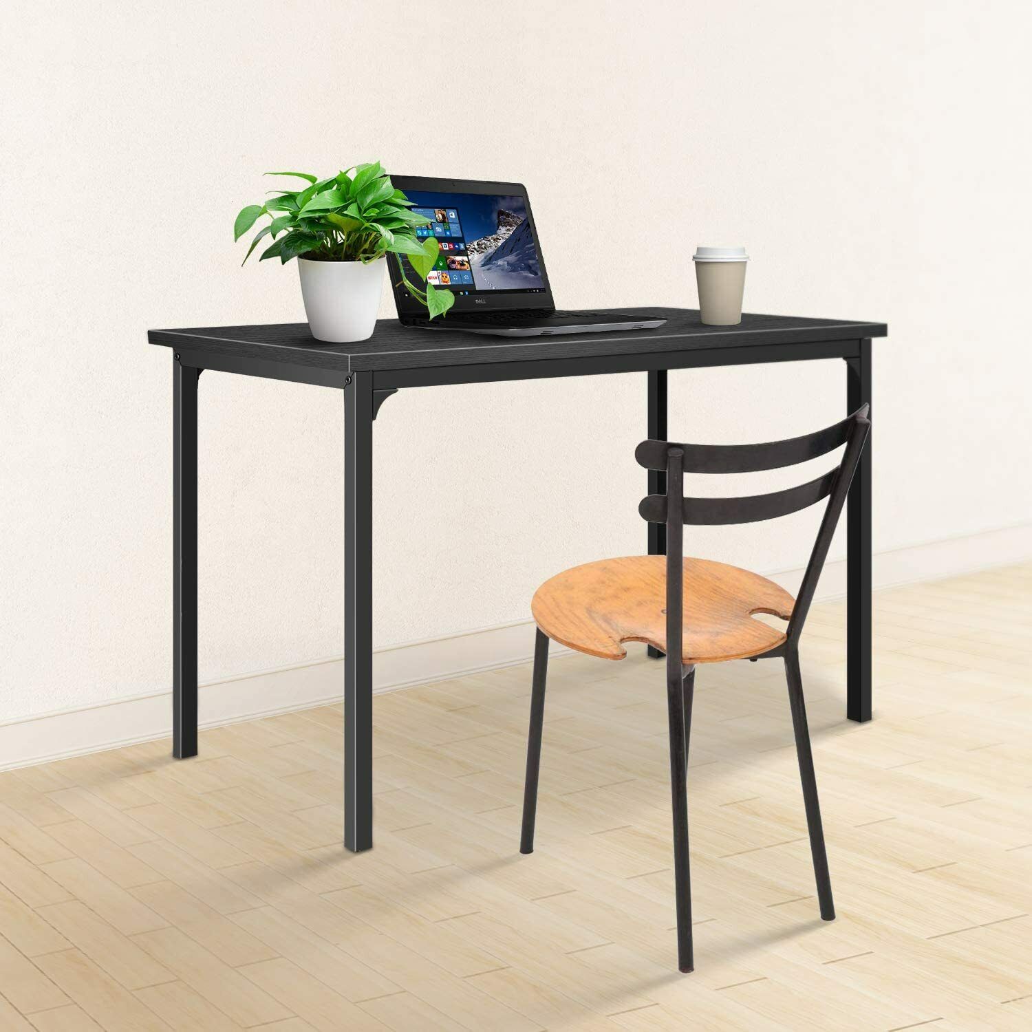 Simple Deluxe Modern Design, Simple Style Table Home Office Computer Desk For Working, Studying, Writing Or Gaming, Black Black Solid Wood