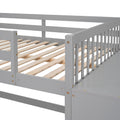 Full Over Full Bunk Bed With 4 Drawers And 3 Shelves Gray Gray Solid Wood