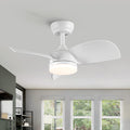 28 In Intergrated Led Ceiling Fan Lighting With White Abs Blade White Abs