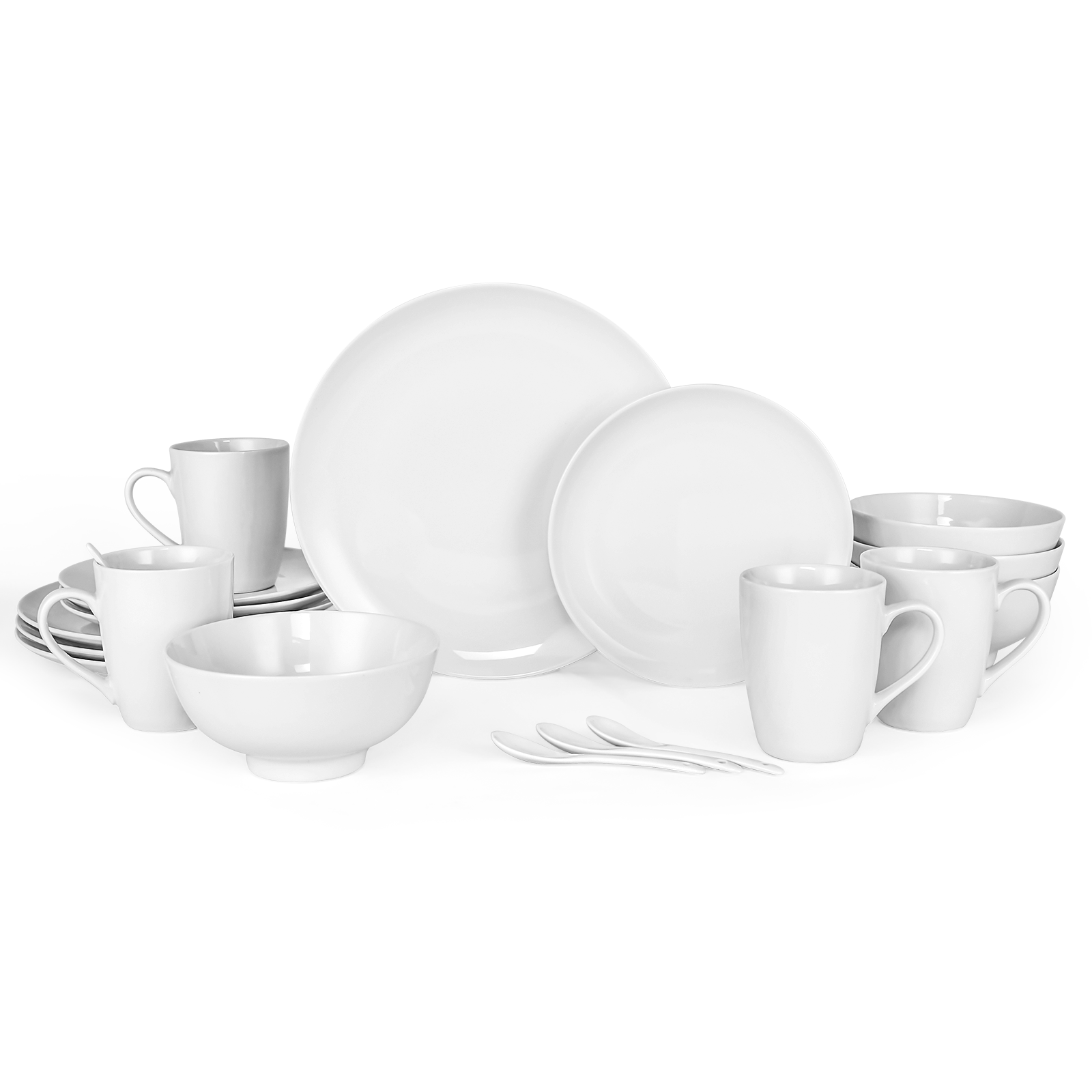 Miibox White Dinnerware Set,20 Piece Service For