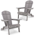 Wood Lounge Patio Chair For Garden Outdoor Wooden Folding Adirondack Chair Set Of 2 Solid Cedar Wood Lounge Patio Chair For Garden, Lawn, Backyard Gray Solid Wood