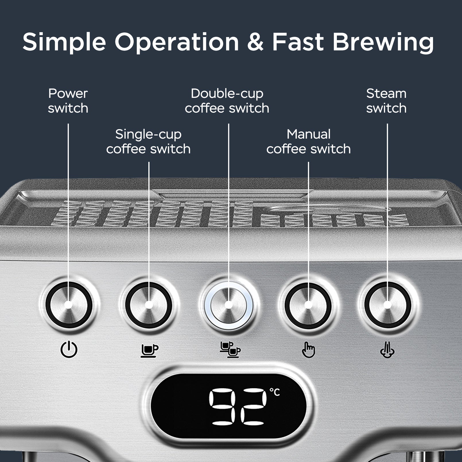 Geek Chef Espresso Machine,20 bar espresso machine silver-stainless steel