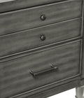 Transitional Style Gray Finish 1Pc Dresser Of 7 Drawers Dark Bronze Handles Wooden Bedroom Furniture Gray Bedroom Transitional Wood