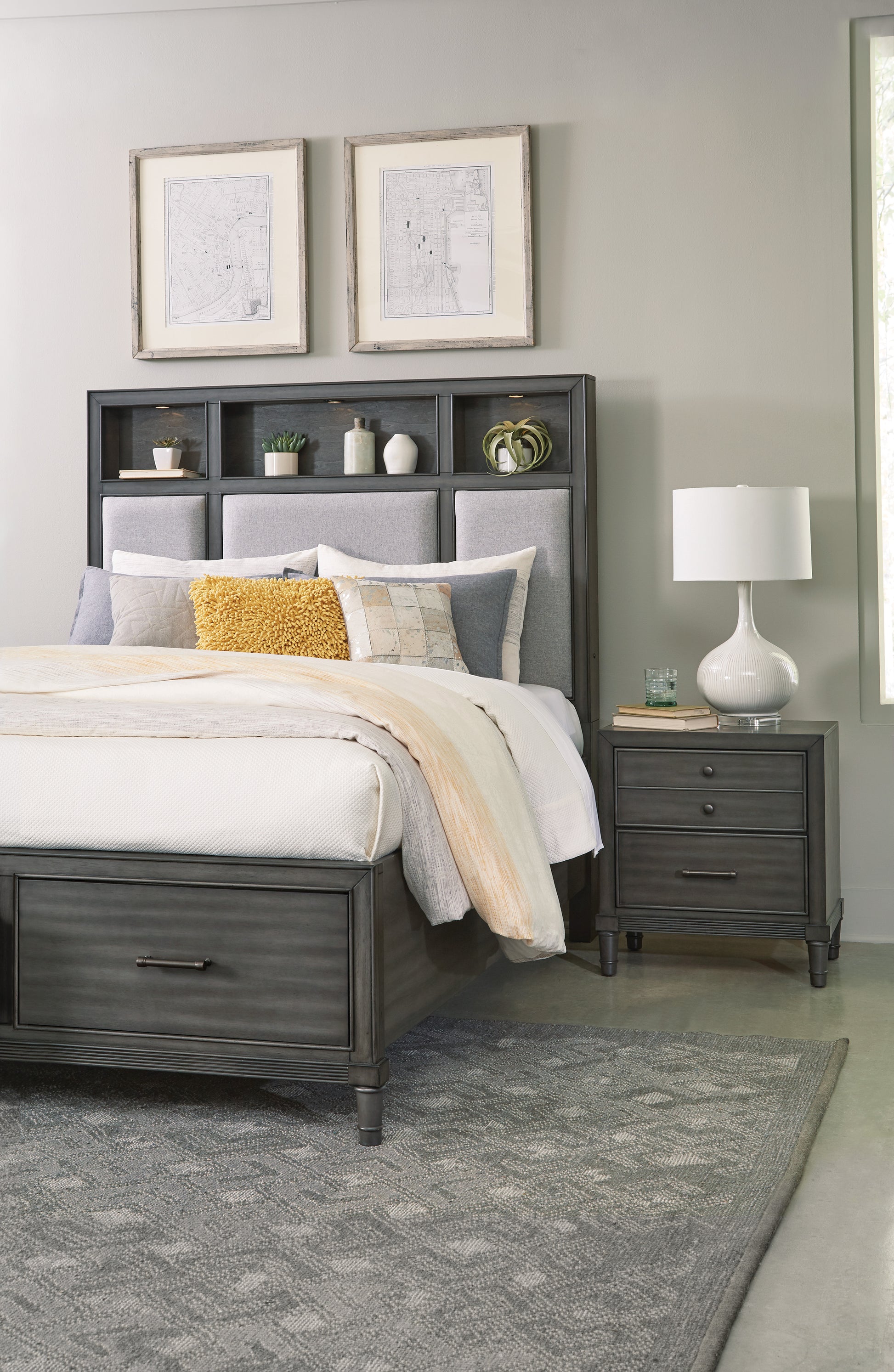 Transitional Style Gray Finish 1Pc Nightstand Of Drawers Versatile Look Bedroom Furniture Gray 2 Drawers Bedroom Transitional Wood