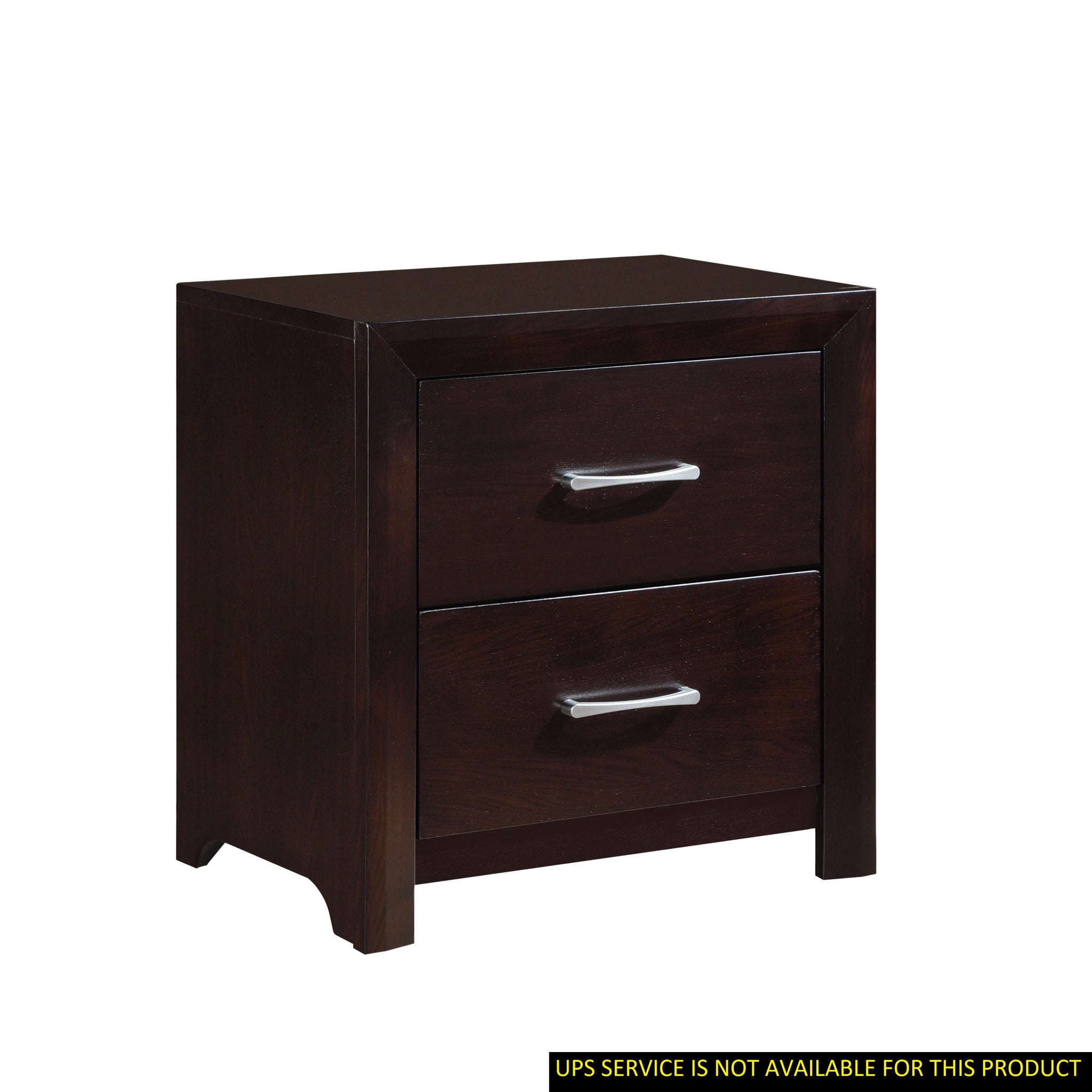 Espresso Finish Contemporary Design 1Pc Nightstand Of Drawers Silver Tone Pulls Bedroom Furniture Espresso 2 Drawers Bedroom Contemporary Wood