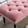 Tufted Bench Modern Velvet Button Upholstered Ottoman Enches Bedroom Rectangle Fabric Footstool With Metal Legs For Living Room Entryway,Pink Pink Foam Fabric