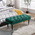 Tufted Bench Modern Velvet Button Upholstered Ottoman Enches Bedroom Rectangle Fabric Footstool With Metal Legs For Living Room Entryway,Green Green Foam Fabric