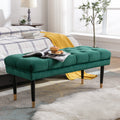 Tufted Bench Modern Velvet Button Upholstered Ottoman Enches Bedroom Rectangle Fabric Footstool With Metal Legs For Living Room Entryway,Green Green Foam Fabric