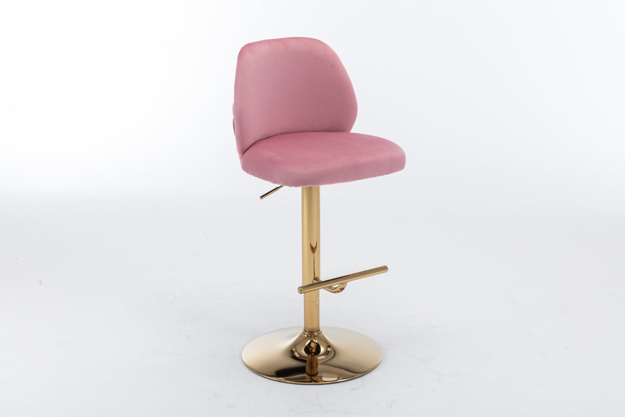 Swivel Bar Stools Chair Set of 2 Modern Adjustable pink-foam-fabric